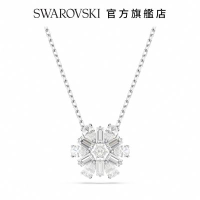 【SWAROVSKI旗艦店】Idyllia 鏈墜 混合式切割 雪花 白色 鍍白金色 施華洛世奇 官方直營