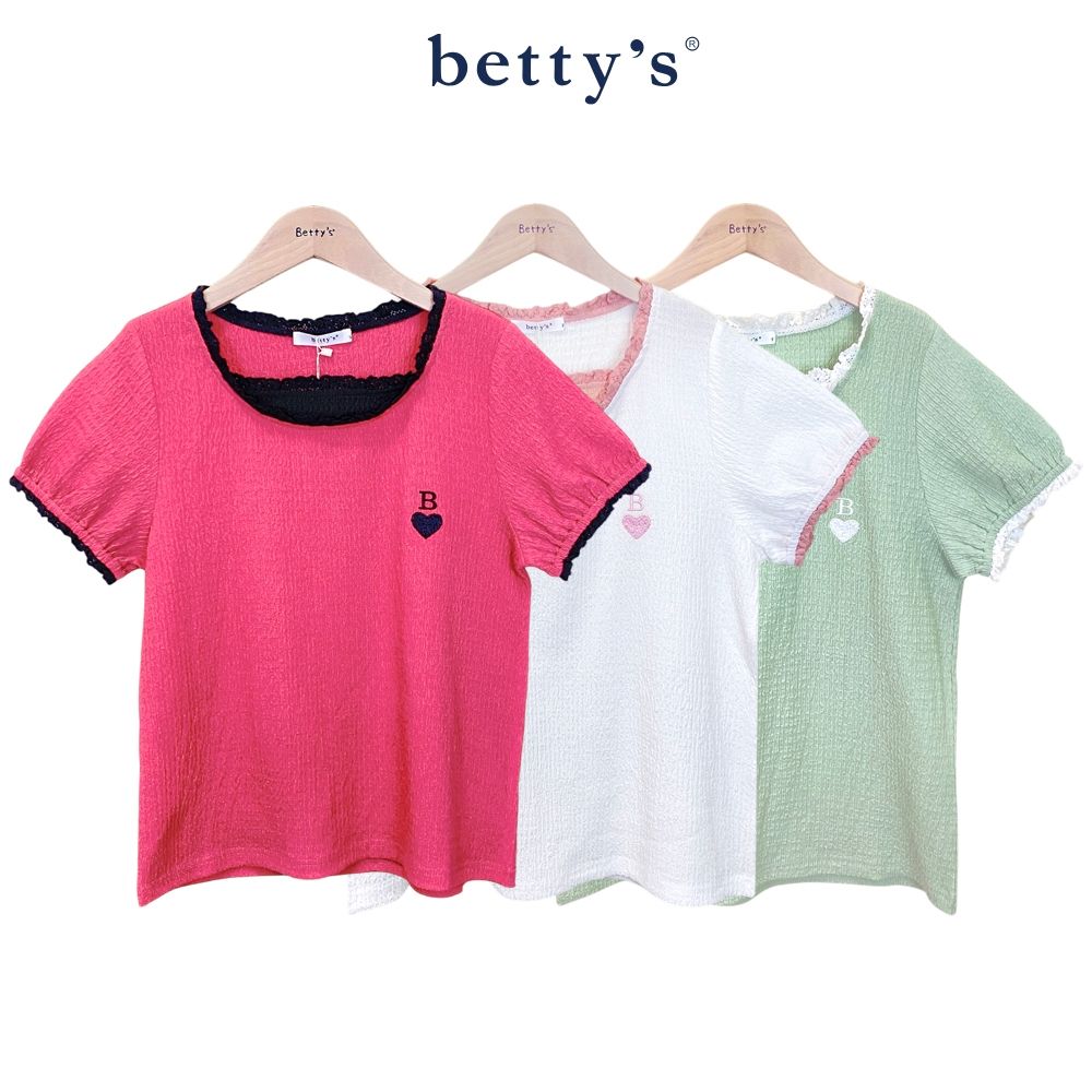 betty’s貝蒂思　典雅蕾絲滾邊撞色圓領上衣(共三色)