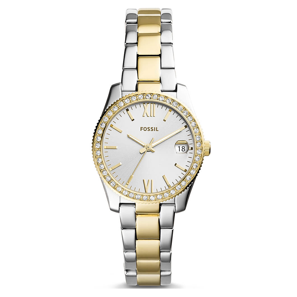 FOSSIL 微醉巴黎水鑽雙色不鏽鋼女錶(ES4319)-白色x32mm