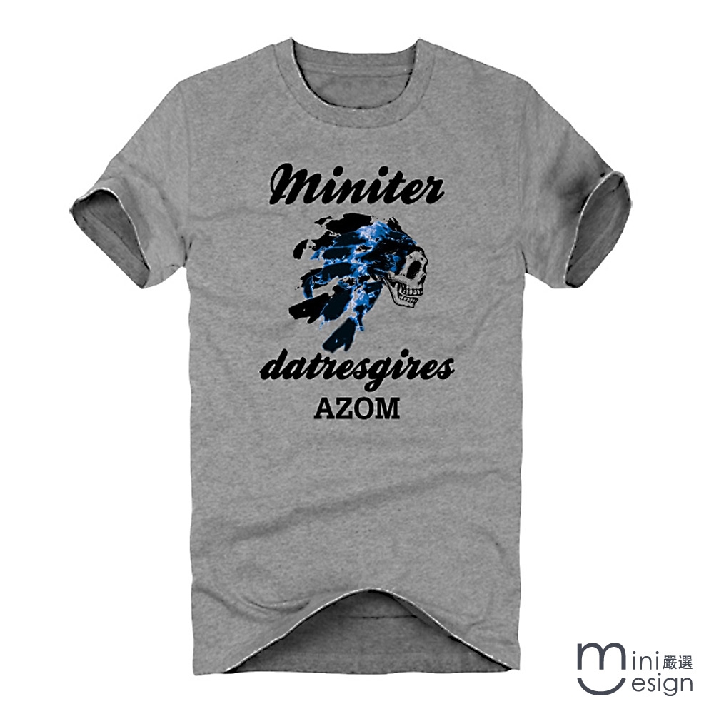 （男款）印地安側臉潮流短T 三色-Minidesign (灰色)