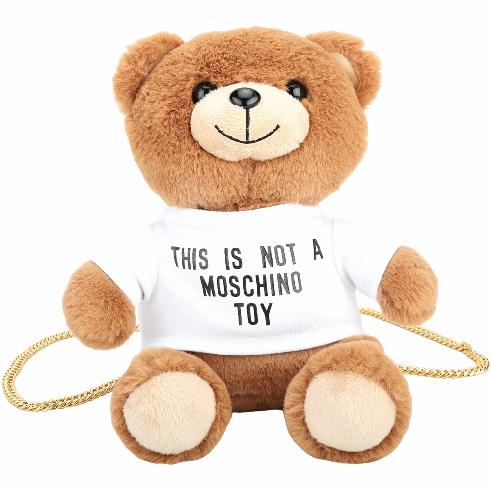 MOSCHINO 經典絨毛泰迪熊造型斜背/手提包(棕色)