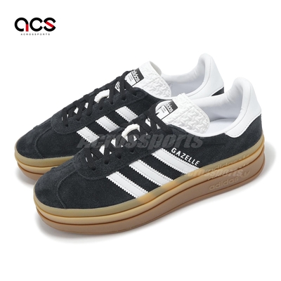 adidas 休閒鞋 Gazelle Bold W 女鞋 黑 白 厚底 增高 復古 麂皮 拼接 愛迪達 IE0876