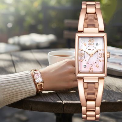 CITIZEN星辰 Wicca 公主系列 太陽能 方型水晶腕錶 學生錶 情人節 新年 禮物 17.5*24mm / KF7-562-91 R