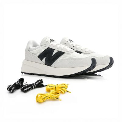 特殊限量款★【New Balance】U370NA-D楦復古鞋_中性_白黑色(共附3款鞋帶:純白+黑底白字+黃底黑字)