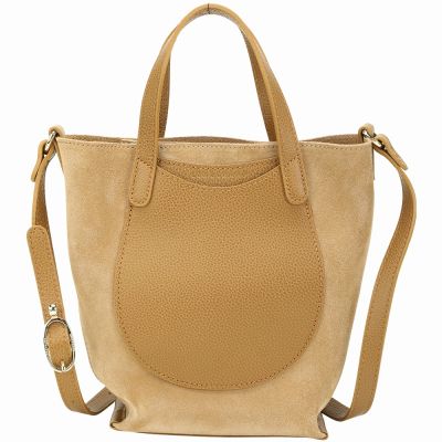 LONGCHAMP Complice XS 麂皮拼接手提 肩斜背包(核桃棕)
