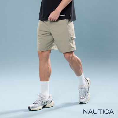 Nautica 男裝 尼龍素面鬆緊腰頭休閒短褲 -卡其色