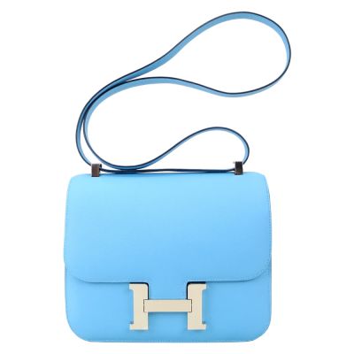 Hermes 愛馬仕 Constance 24CM P3 Epsom D刻 斜背包(北方藍/銀釦)