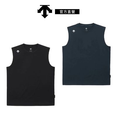 【DESCENTE】迪桑特 TOUGH 男士 吸濕快乾無袖運動背心(黑色/深藍色)