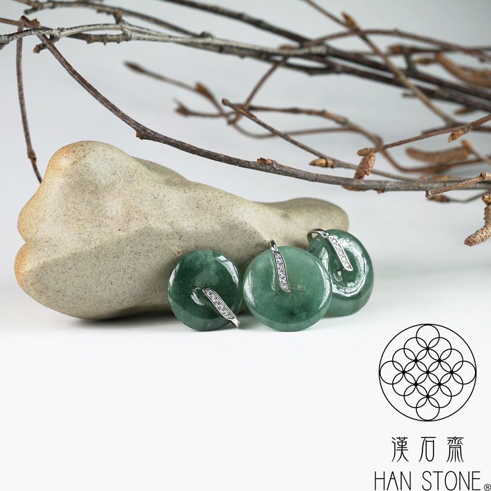 漢石齋】天然翡翠A貨平安扣玉佩吊墜冰糯種飄花(20*20*4mm以上) | 漢石