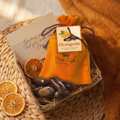 Diva Life 母親節 蜜漬橙皮黑巧克力絨布袋