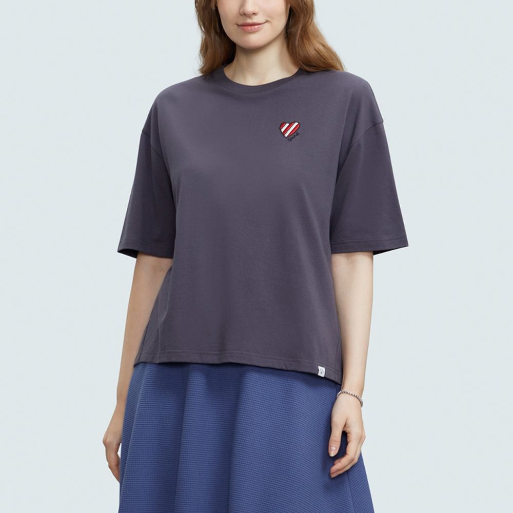 agnes b.Sport b. 女裝 logo刺繡圖案短袖 多款 (心形刺繡(深灰))