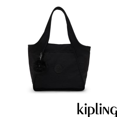 Kipling 黑色幾何印花大容量隔層收納托特包-CARMELA