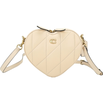 COACH HEART 絎縫納帕皮革愛心造型斜背包(象牙白)