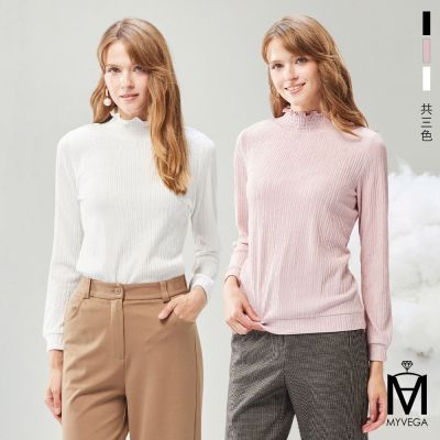 MYVEGA麥雪爾 MA微光澤立領壓紋百搭上衣-共三色