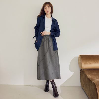 OB嚴選-太空棉斜紋造型腰鬆緊長裙《CA3162-》