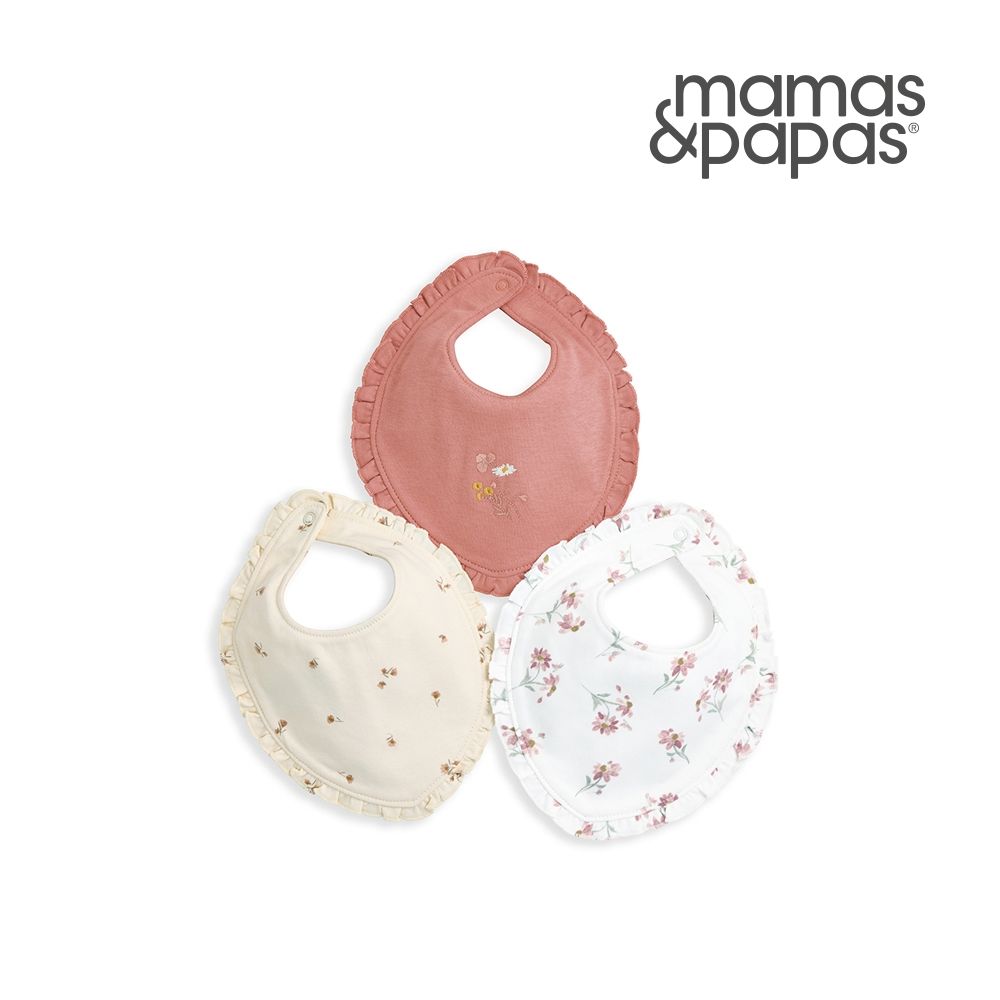 Mamas&Papas 小花荷葉-圍兜兜3件組