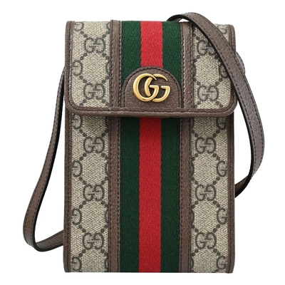 GUCCI 古馳  Ophidia金屬GG LOGO翻蓋手機包/迷你斜背包