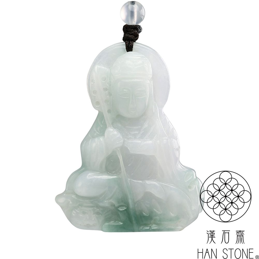 漢石齋】天然翡翠A貨地藏王菩薩玉佩吊墜冰糯種飄花(38*48*8mm) | 漢石