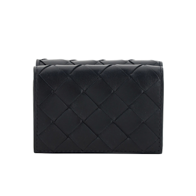 BOTTEGA VENETA 寶緹嘉 BV Intrecciato Tiny Tri-Fold 三折 經典編織 羊皮 卡夾 短夾 皮夾 黑色 751156