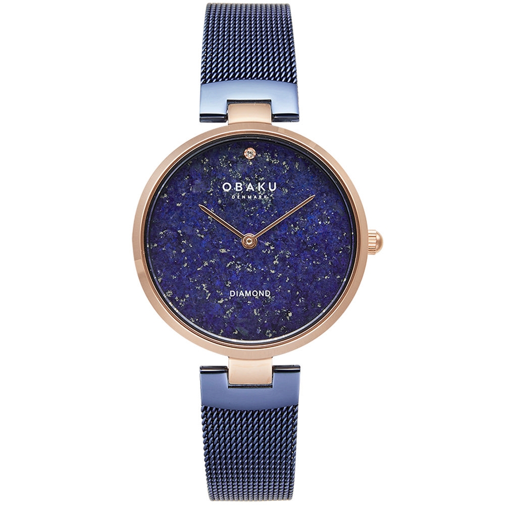 OBAKU 渦旋幾何時尚腕錶-青金石X玫瑰金-V256LHVLML-33mm | OBAKU