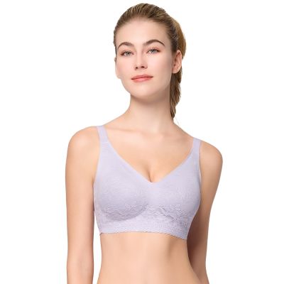 思薇爾 Love myself系列M-3XL無鋼圈模杯蕾絲舒適包覆無痕女內衣(夕霧紫)