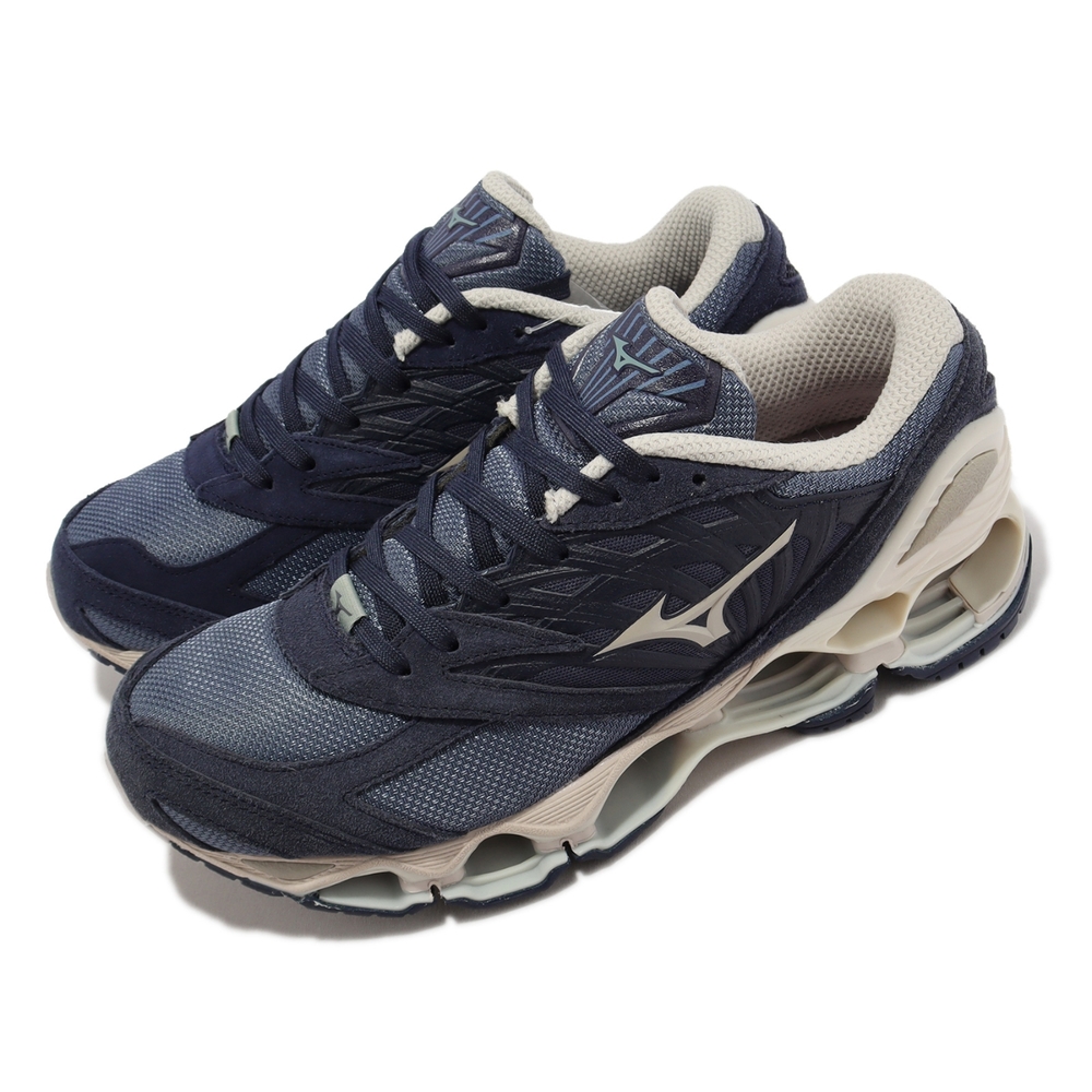 Mizuno 休閒鞋Wave Prophecy LS 男鞋海軍藍米白漁村復古美津濃D1GA2261