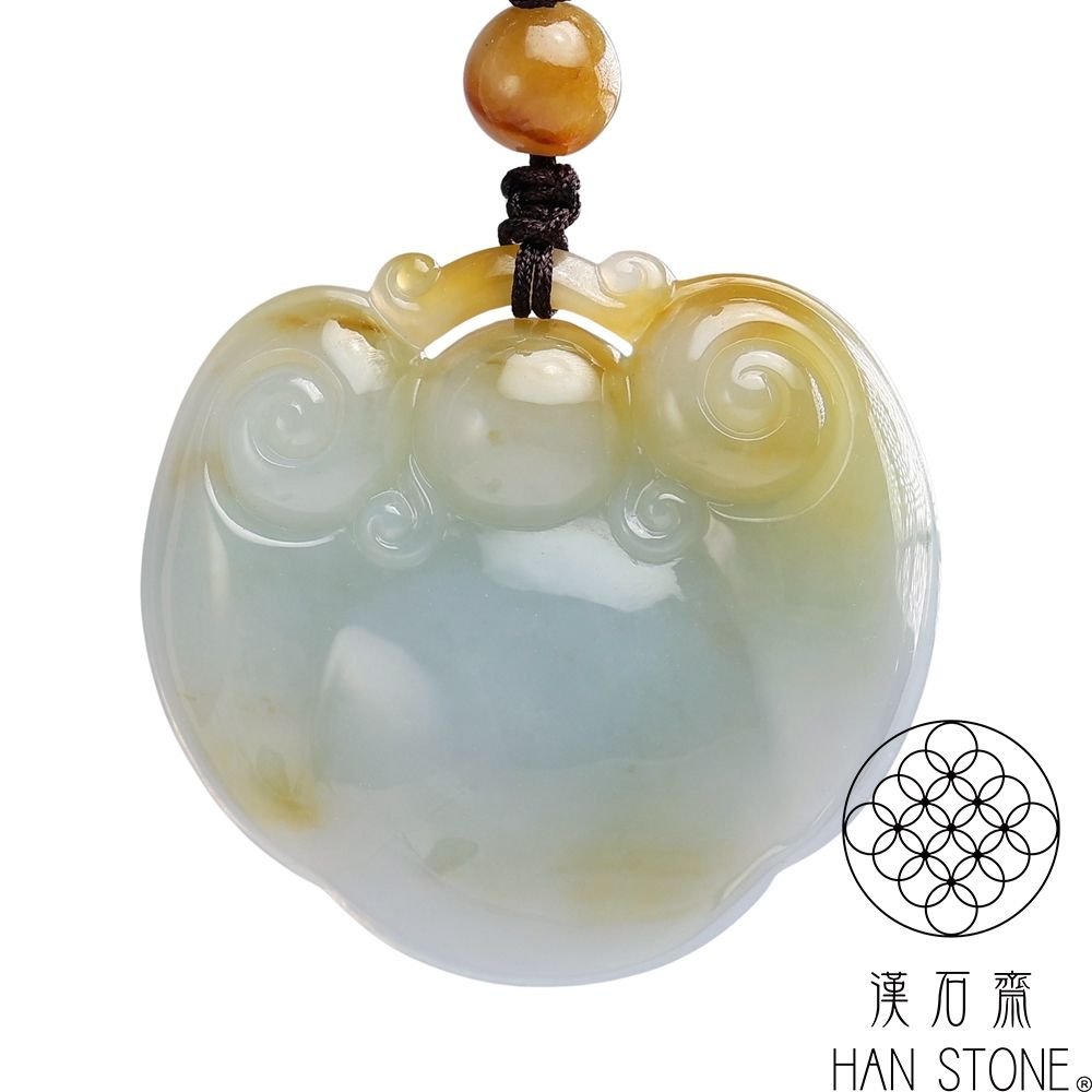 翡翠 置物 紫萝兰 黄翡翠 唐物 天然石 漢石齋】天然翡翠A貨如意玉佩吊墜細糯種紫羅蘭帶黃翡(44*41*12mm) | 漢