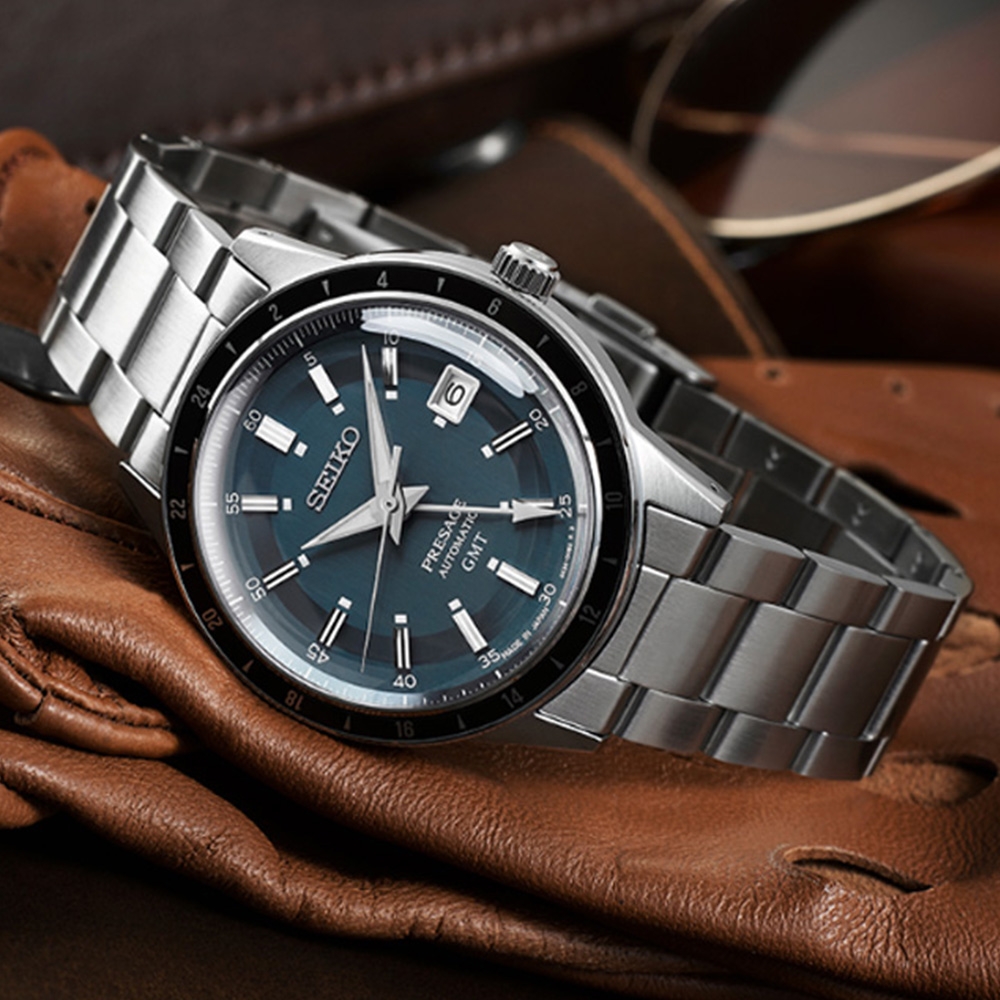 SEIKO精工 PRESAGE復刻60年代 GMT 機械腕錶 開學季 禮物 送禮 4R34-00B0B/SSK009J1 