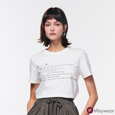 KeyWear奇威名品 絲語女神短袖上衣T恤(共3色)-白色
