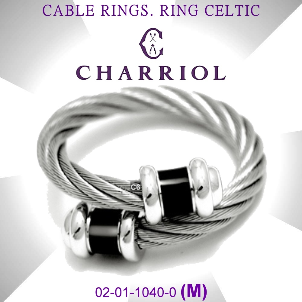 CHARRIOL夏利豪Ring Celtic  Art Deco裝置藝術飾頭鋼索戒指M款 C6(02-01-1040-0/M)