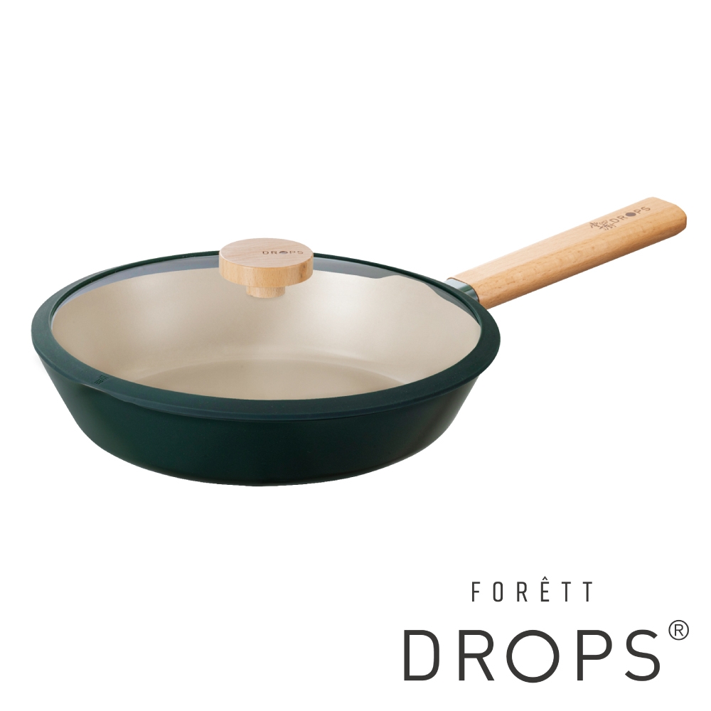 韓國DROPS FORETT森林系 不沾平底鍋26cm(附安全玻璃蓋)