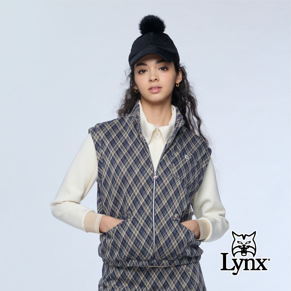 【Lynx Golf】女款韓國進口寬鬆短版背心/高爾夫球-深藍色 (深藍色)