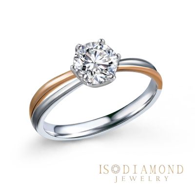 IS DIAMOND IGI 1克拉18K金 最白D /VS1 雙色金 鑽石戒指(培育鑽石)