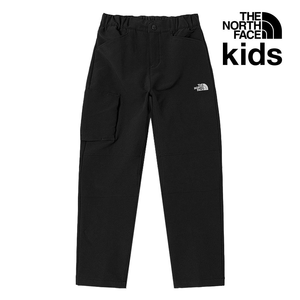 【The North Face 官方旗艦】 北面兒童黑色DWR防潑水彈力褲腰戶外徒步長褲｜89XJJK3