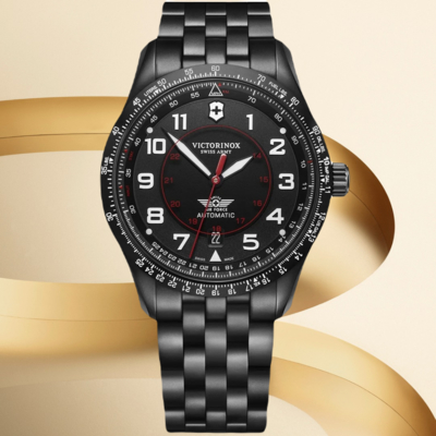 VICTORINOX瑞士維氏 Airboss 黑鋼機械腕錶 42mm / VISA-241974