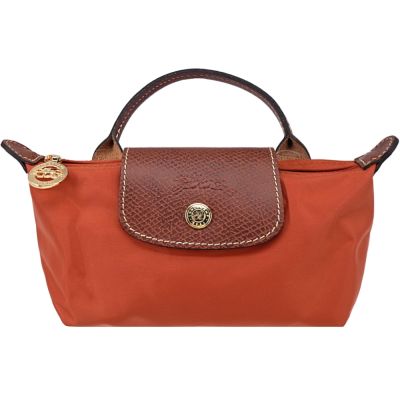 LONGCHAMP LE PLIAGE系列再生尼龍手提化妝包(磚紅)