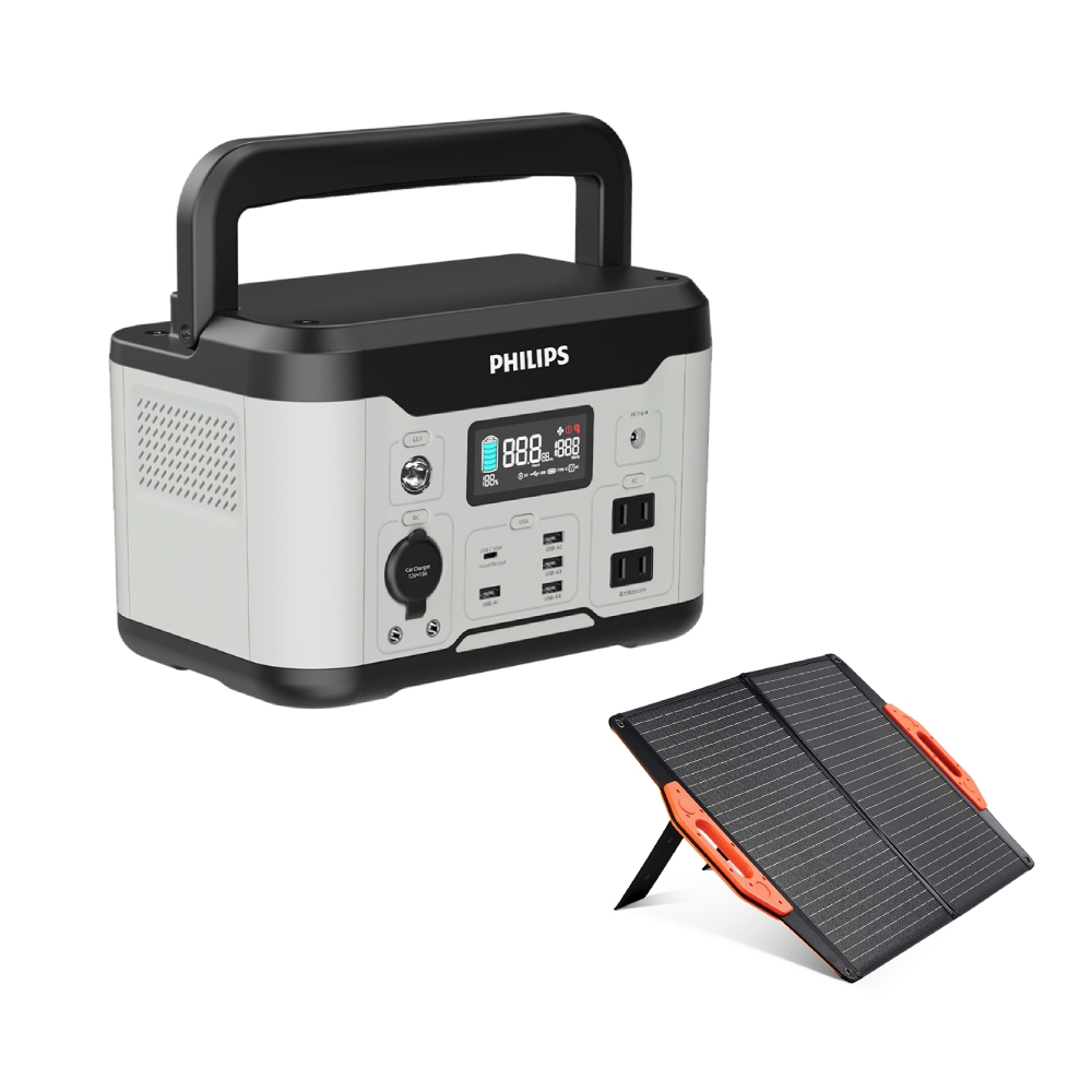 PHILIPS 600W 儲能行動電源+60W太陽能充電版(DLP8093C+DLP8842C