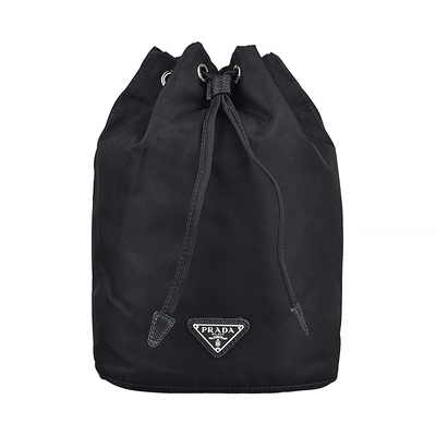 PRADA 普拉達  三角牌LOGO尼龍束口化妝包(黑)