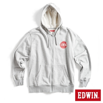 EDWIN 男裝 網路獨家 圓標LOGO連帽拉T外套-麻灰色