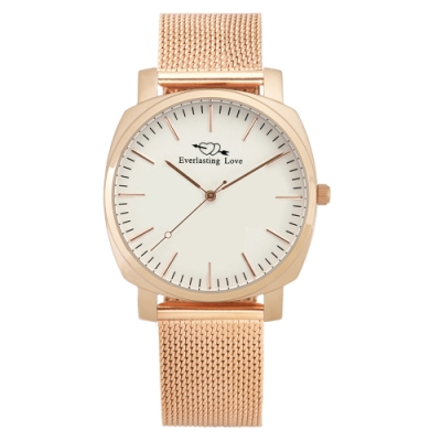 Everlasting Love 天長地久 情人錶 婚禮 定情 (玫殻/米蘭/白麵/28mm)