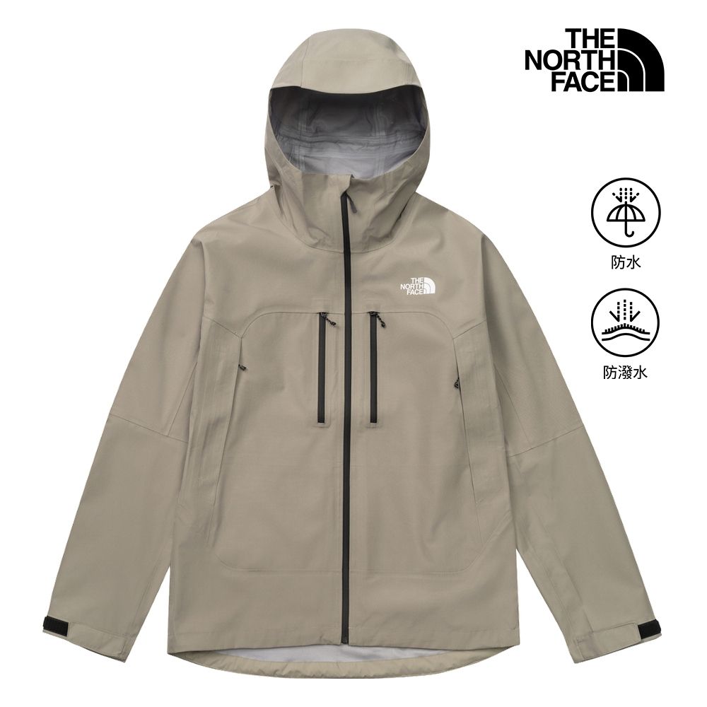 【The North Face 官方旗艦】北面男款淺棕色DRYVENT防水可打包衝鋒衣｜8HR62MB