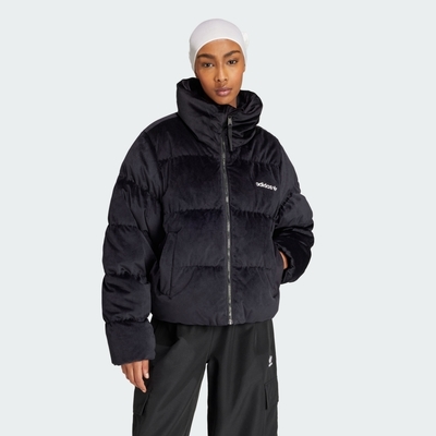 ADIDAS ORIGINALS 愛迪達 阿迪達斯 三葉草 女 羽絨外套 休閒外套-黑色VELVET DOWN JKT-IW8439