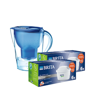 【BRITA官方】Marella 馬利拉濾水壺藍3.5L+MXPRO12入去水垢濾芯(共13芯)
