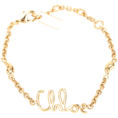 CHLOE 蔻依 Iconic 字母草寫水滴飾仿古黃銅手鍊