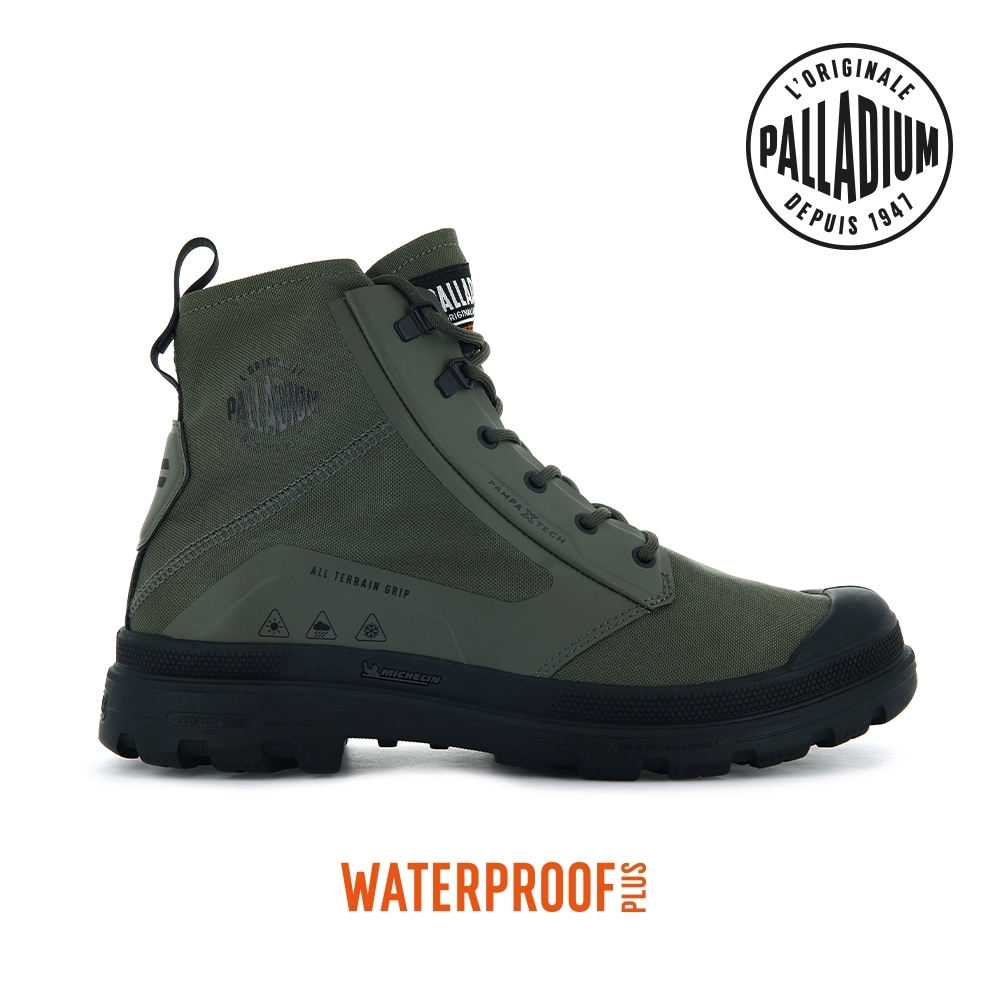PALLADIUM PAMPA X TECH WP+米其林科技聯名橘標防水靴-中性-軍事綠