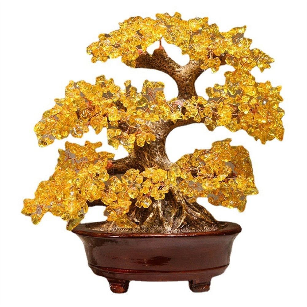 黃水晶招財樹招財擺飾開運旺運吉祥物東陵玉發財樹搖錢樹居家/ 辦公室