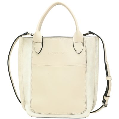 LONGCHAMP Cabas XS 麂皮x梅蒂斯羊皮手提/斜背托特包(米白)