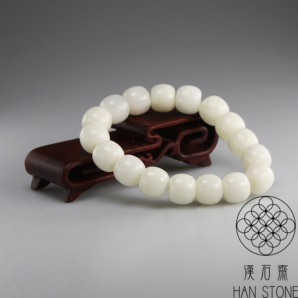 漢石齋】天然A貨白玉和田玉手串(直徑12mm/17顆) | 漢石齋| Yahoo購物中心