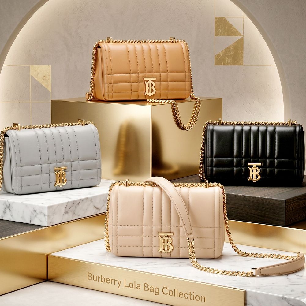 BURBERRY 巴寶莉 Lola TB logo 絎縫羊皮肩背/斜背鍊帶包-多色可選