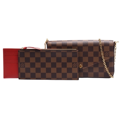 LV Louis Vuitton路易威登 N63032 POCHETTE FELICIE系列手拿/斜背包(紅)